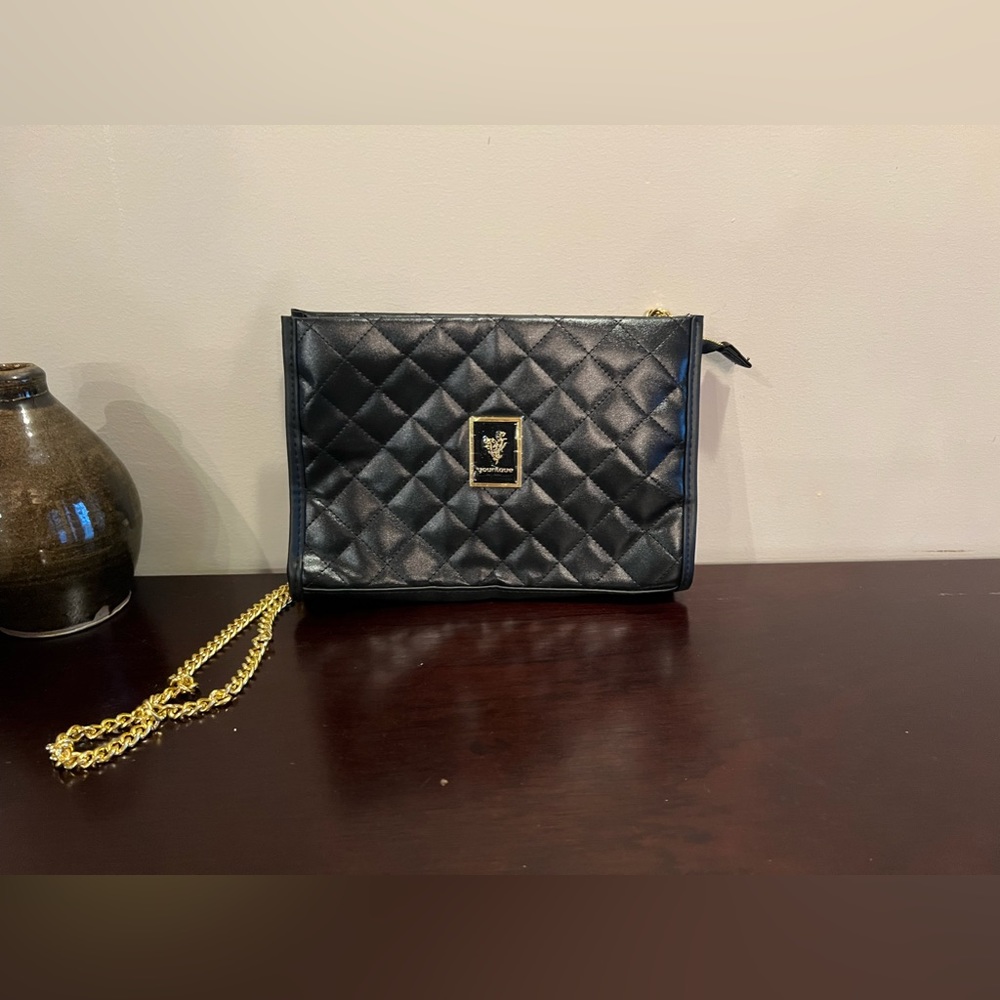 Younique black quilted clutch, crossbody new